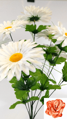 Искусственные цветы Букет белой Ромашки, 9 голов, 520 мм